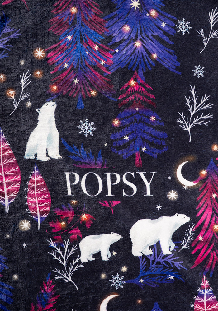 Pop-under Polar Bear Print Plush Blanket