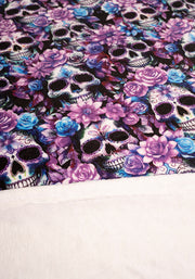 Pop-under Purple Floral Skulls Plush Blanket
