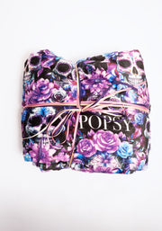 Pop-under Purple Floral Skulls Plush Blanket