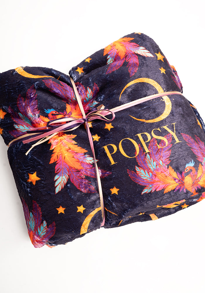 Pop-under Purple Phoenix Plush Blanket