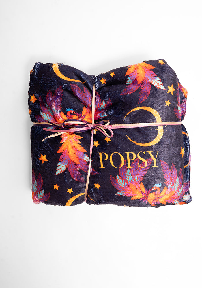 Pop-under Purple Phoenix Plush Blanket