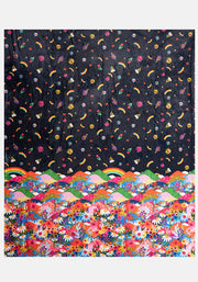Pop-under Rainbow Border Print Plush Blanket