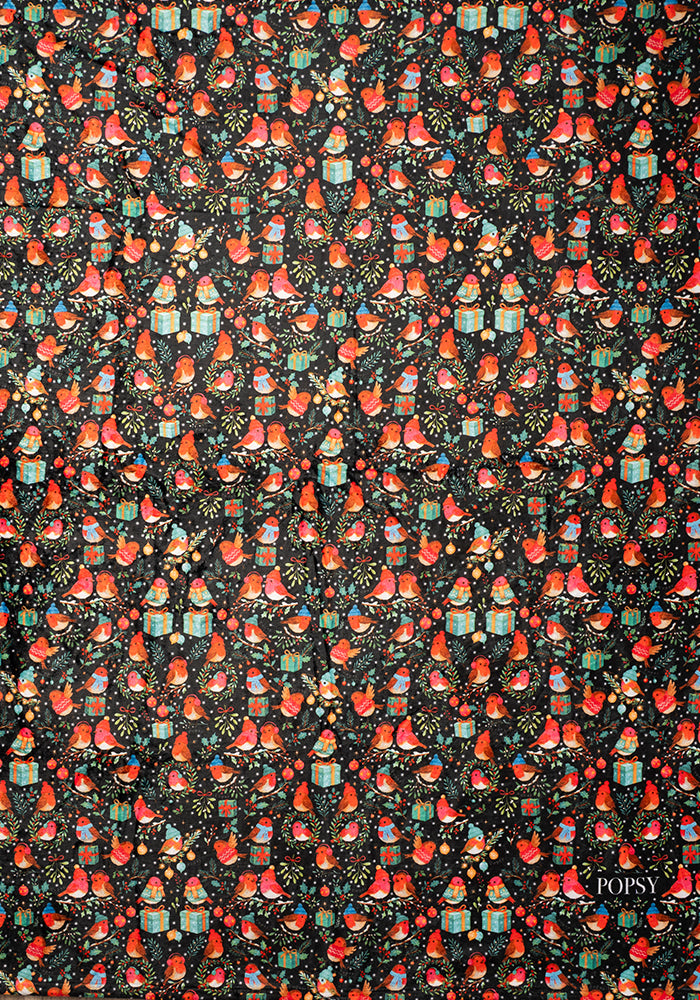Pop-under Robins Print Plush Blanket