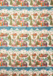 Pop-under Ski Village Print Plush Blanket