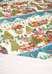 Pop-under Ski Village Print Plush Blanket