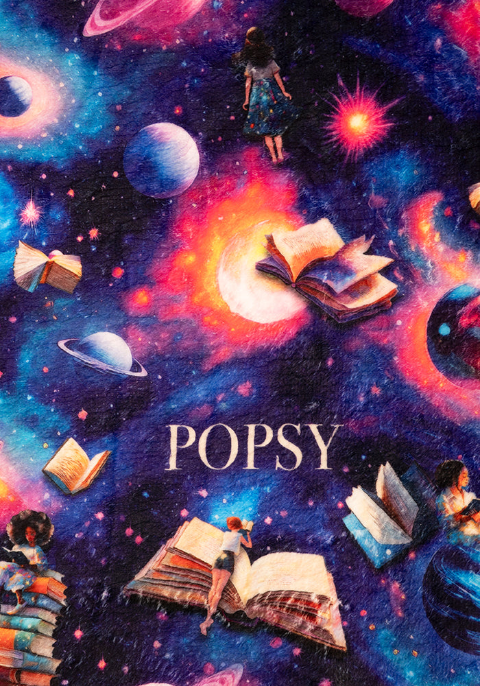 Second angle of Pop-under Space Books Print Plush Blanket