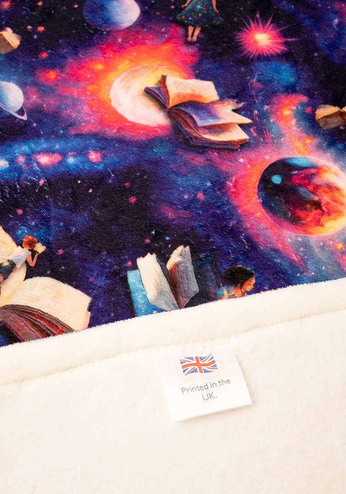 Fifth angle of Pop-under Space Books Print Plush Blanket