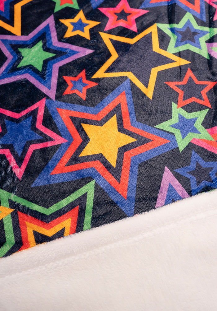 Pop-under Starburst Print Plush Blanket