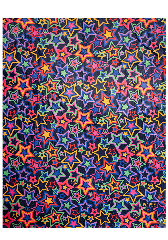 Pop-under Starburst Print Plush Blanket