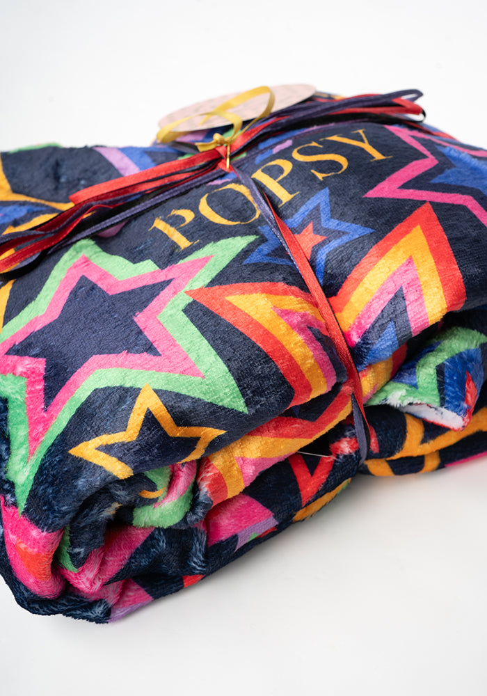 Pop-under Starburst Print Plush Blanket