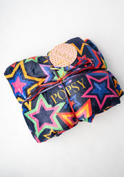 Pop-under Starburst Print Plush Blanket