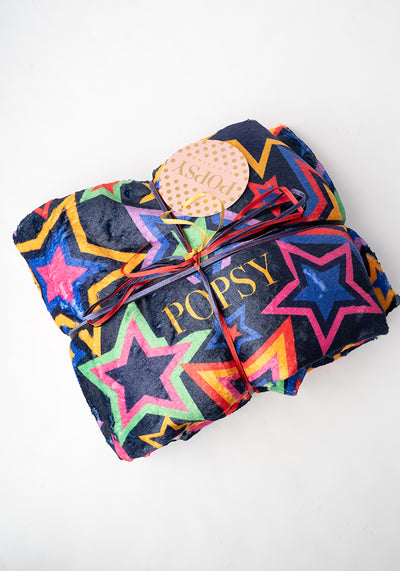 Pop-under Starburst Print Plush Blanket