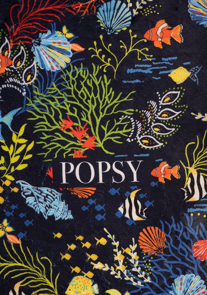 Pop-under Tropical Coral  Print Plush Blanket