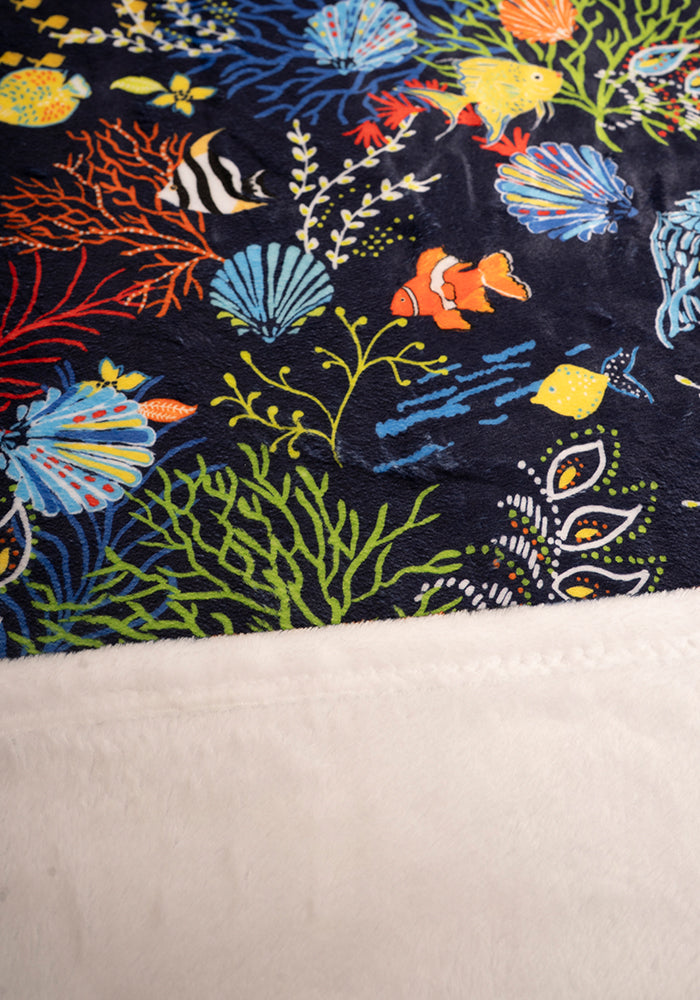 Pop-under Tropical Coral  Print Plush Blanket