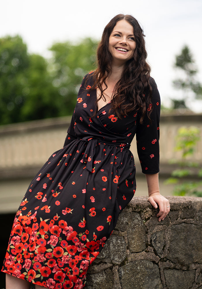 Ruby Poppy Border Print Midi Dress