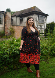 Ruby Poppy Border Print Midi Dress