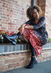 Ruby Poppy Border Print Midi Dress