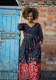 Ruby Poppy Border Print Midi Dress