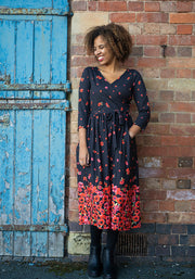 Ruby Poppy Border Print Midi Dress