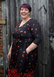 Ruby Poppy Border Print Midi Dress
