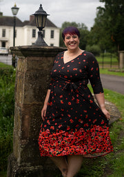 Ruby Poppy Border Print Midi Dress