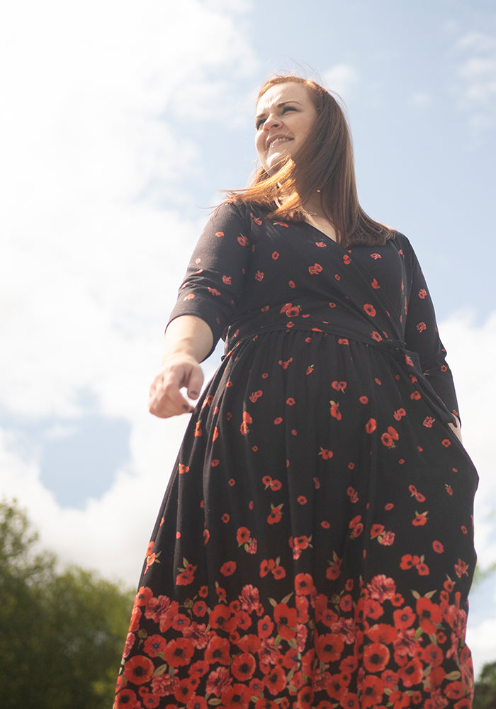 Ruby Poppy Border Print Midi Dress