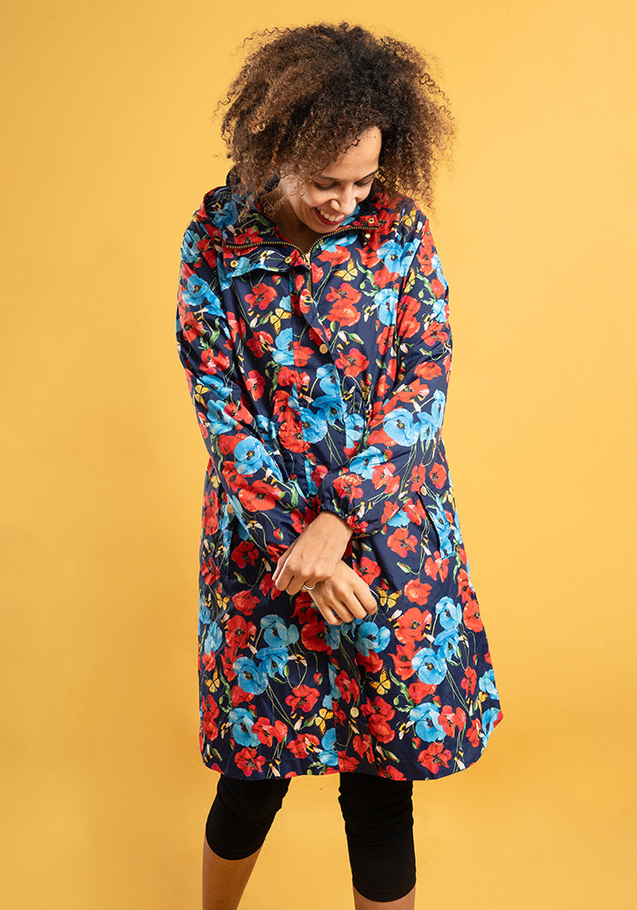 Another angle of Poppy Garden Print Lightweight Coat (Mac)