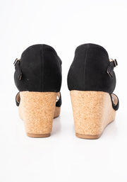 Popsy Black Cork Heel Wedges