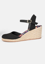 Popsy Black Espadrille Wedges