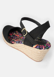 Popsy Black Espadrille Wedges