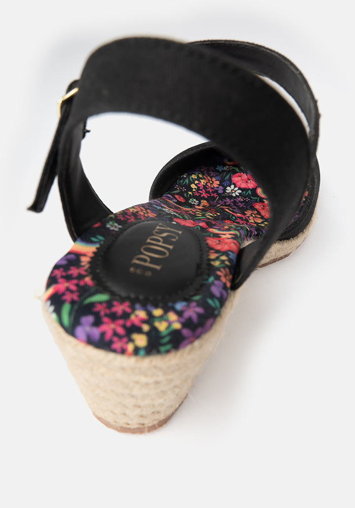 Popsy Black Espadrille Wedges