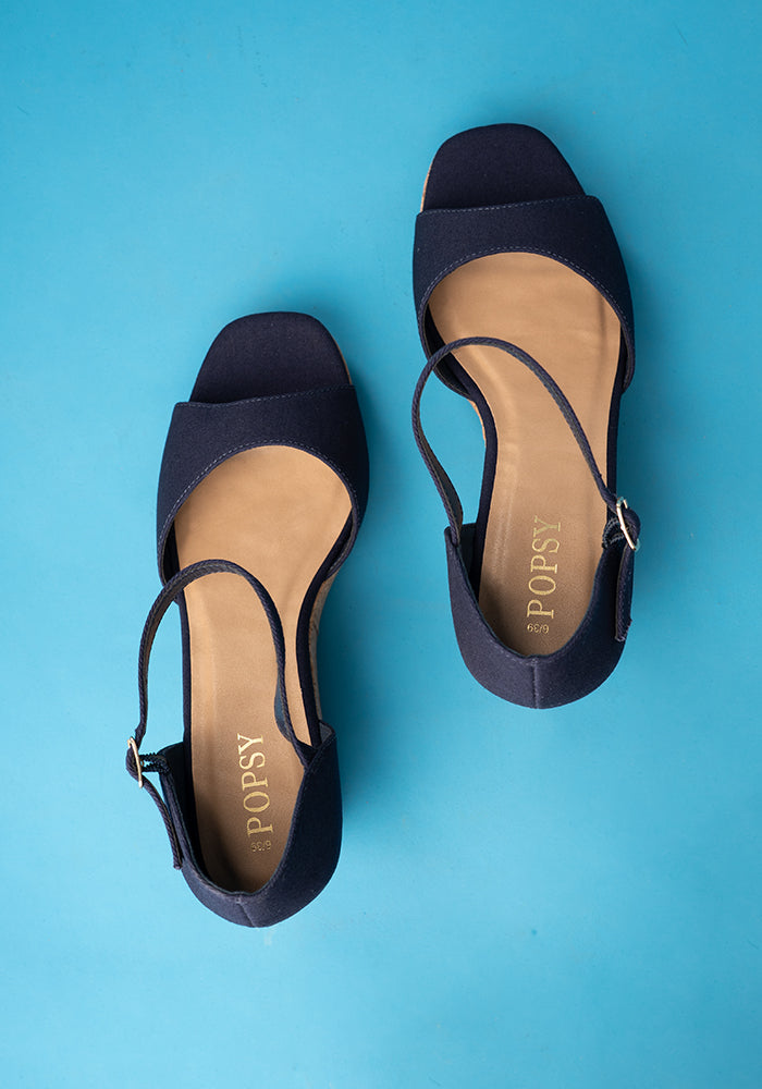 Fourth angle of Popsy Navy Cork Heel Wedges