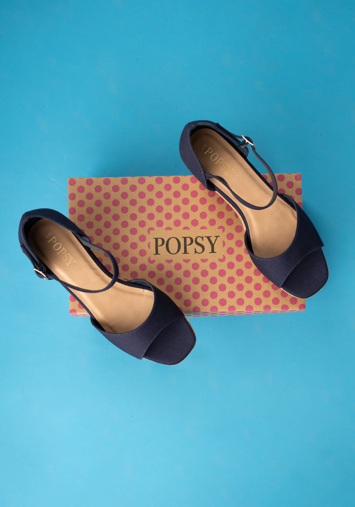 Ninth angle of Popsy Navy Cork Heel Wedges