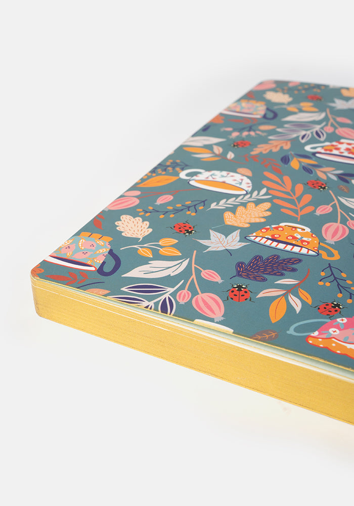 Fifth angle of Cute Teacups Print Notebook - Colourful Quirky Journal Gift