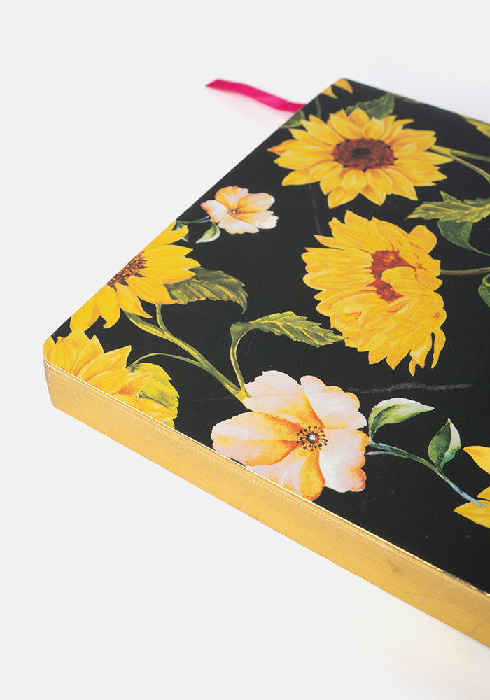 Fourth angle of Cute Sunflower Print Notebook - Colourful Quirky Journal Gift