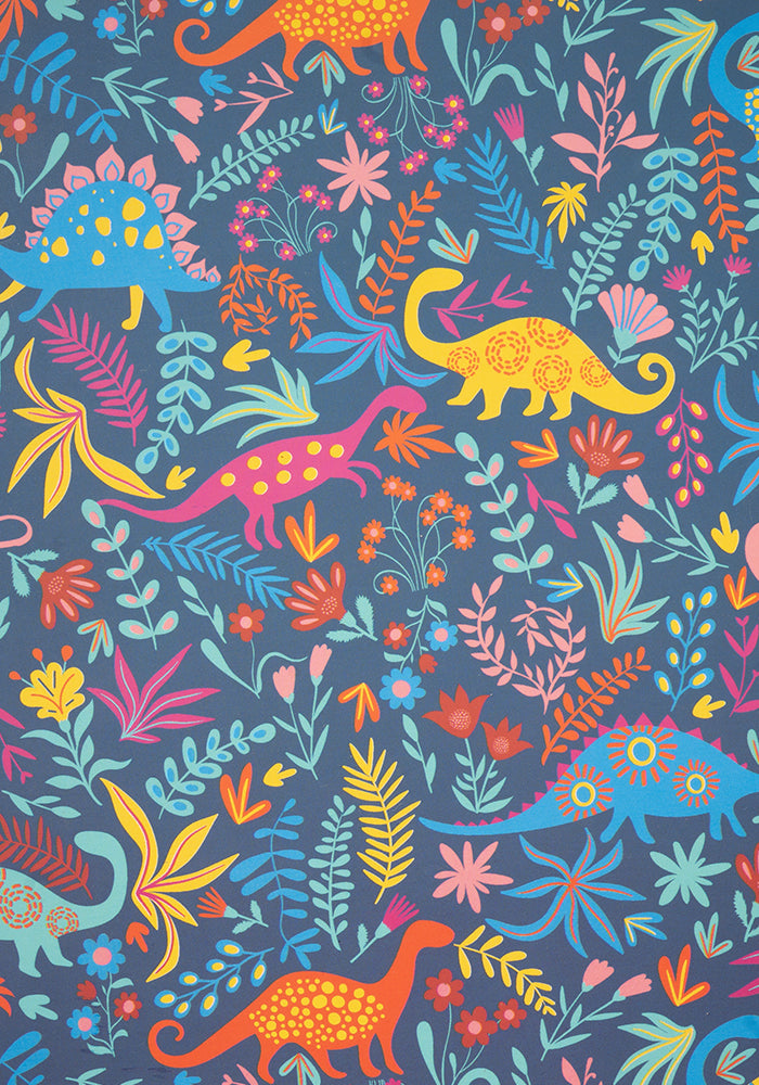 Second angle of Cute Teal Dinosaur Print Notebook - Colourful Quirky Journal Gift