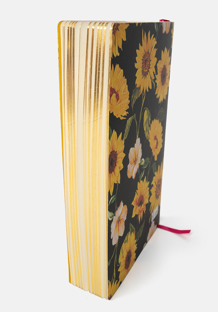 Sixth angle of Cute Sunflower Print Notebook - Colourful Quirky Journal Gift