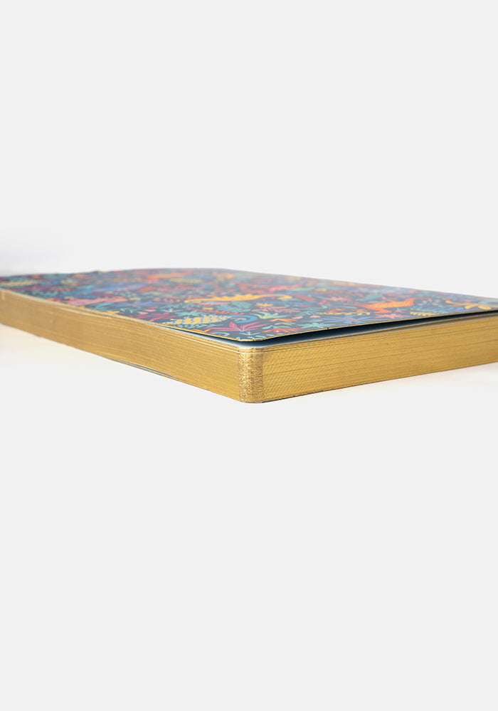 Fourth angle of Cute Teal Dinosaur Print Notebook - Colourful Quirky Journal Gift