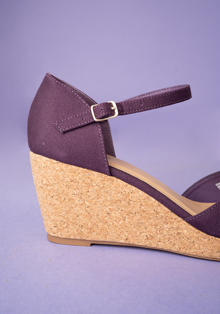 Seventh angle of Popsy Purple Cork Heel Wedges