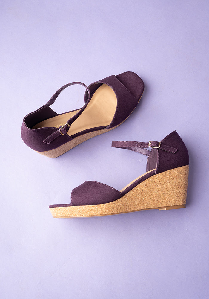 Sixth angle of Popsy Purple Cork Heel Wedges