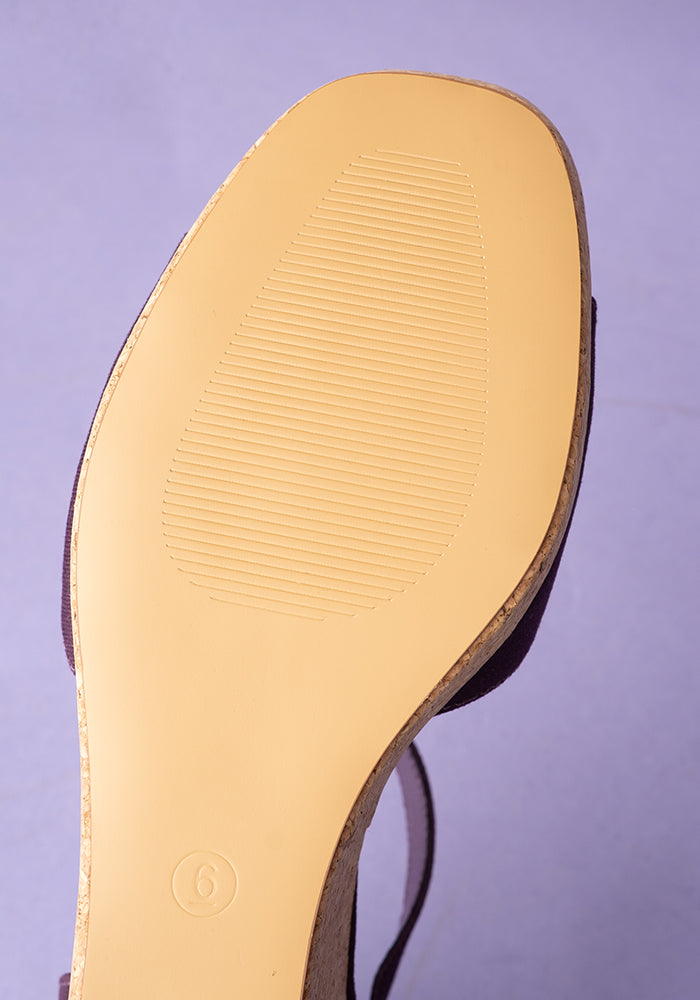 Fifth angle of Popsy Purple Cork Heel Wedges