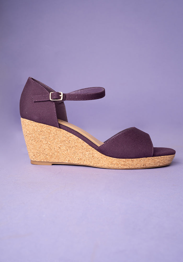Fourth angle of Popsy Purple Cork Heel Wedges