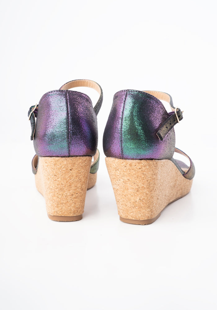 Popsy Rainbow Sparkle Cork Heel Wedges