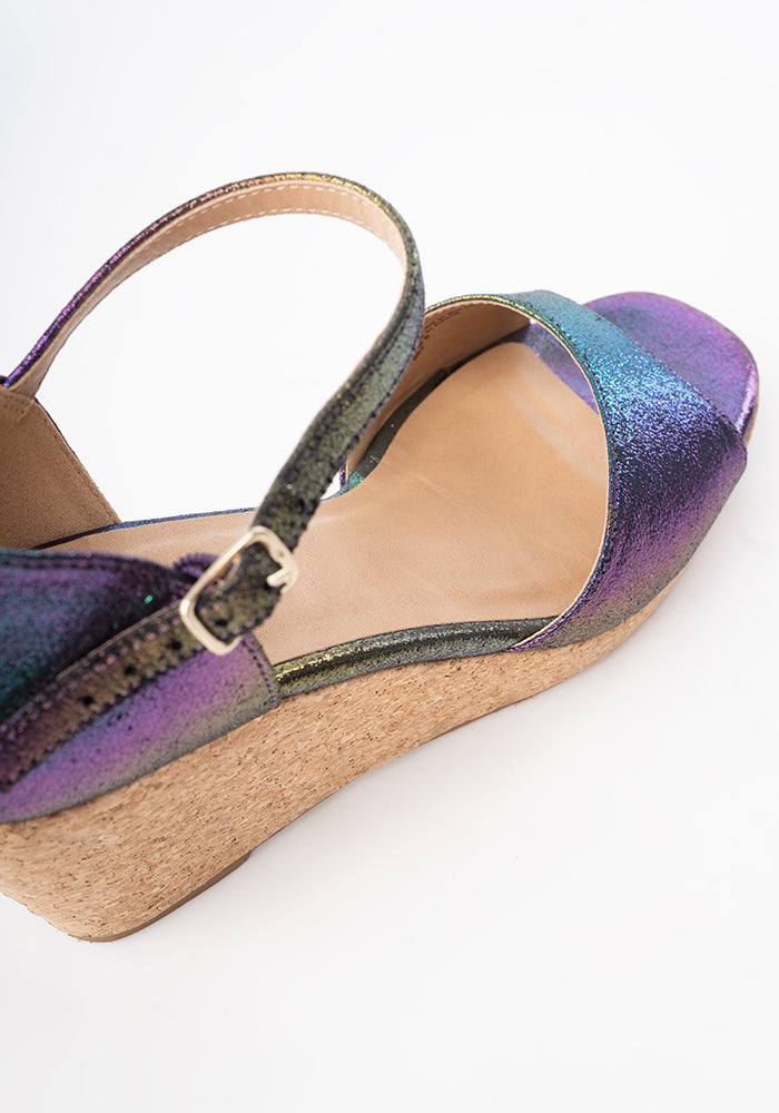Popsy Rainbow Sparkle Cork Heel Wedges