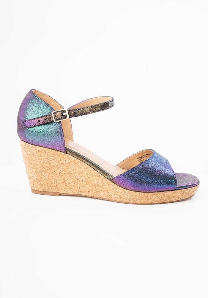 Popsy Rainbow Sparkle Cork Heel Wedges