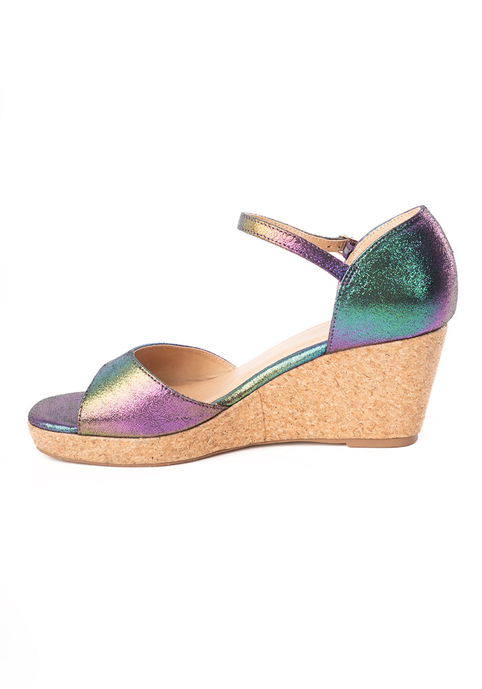 Popsy Rainbow Sparkle Cork Heel Wedges