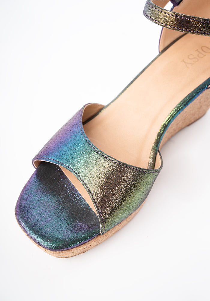 Popsy Rainbow Sparkle Cork Heel Wedges