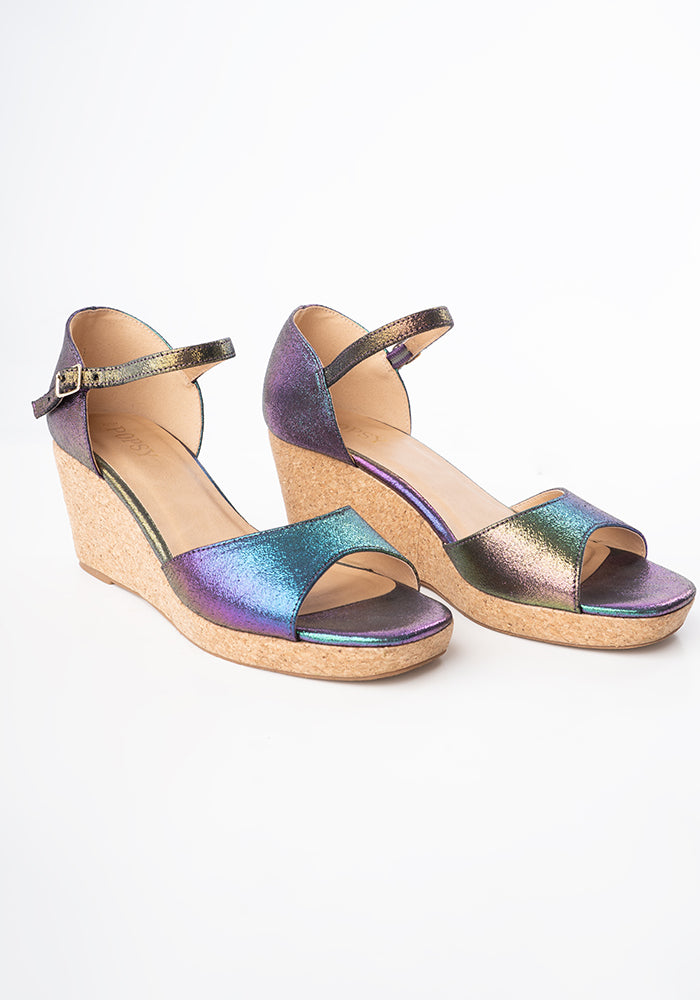 Popsy Rainbow Sparkle Cork Heel Wedges
