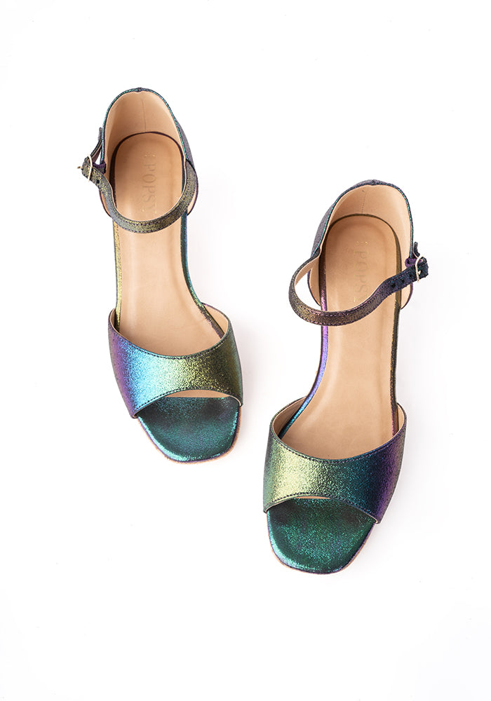 Popsy Rainbow Sparkle Cork Heel Wedges