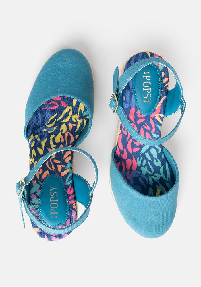 Popsy Teal Espadrille Wedges